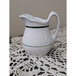 Shenango China Creamer Pitcher Small White Good Green Band Restaurant Ware USA
